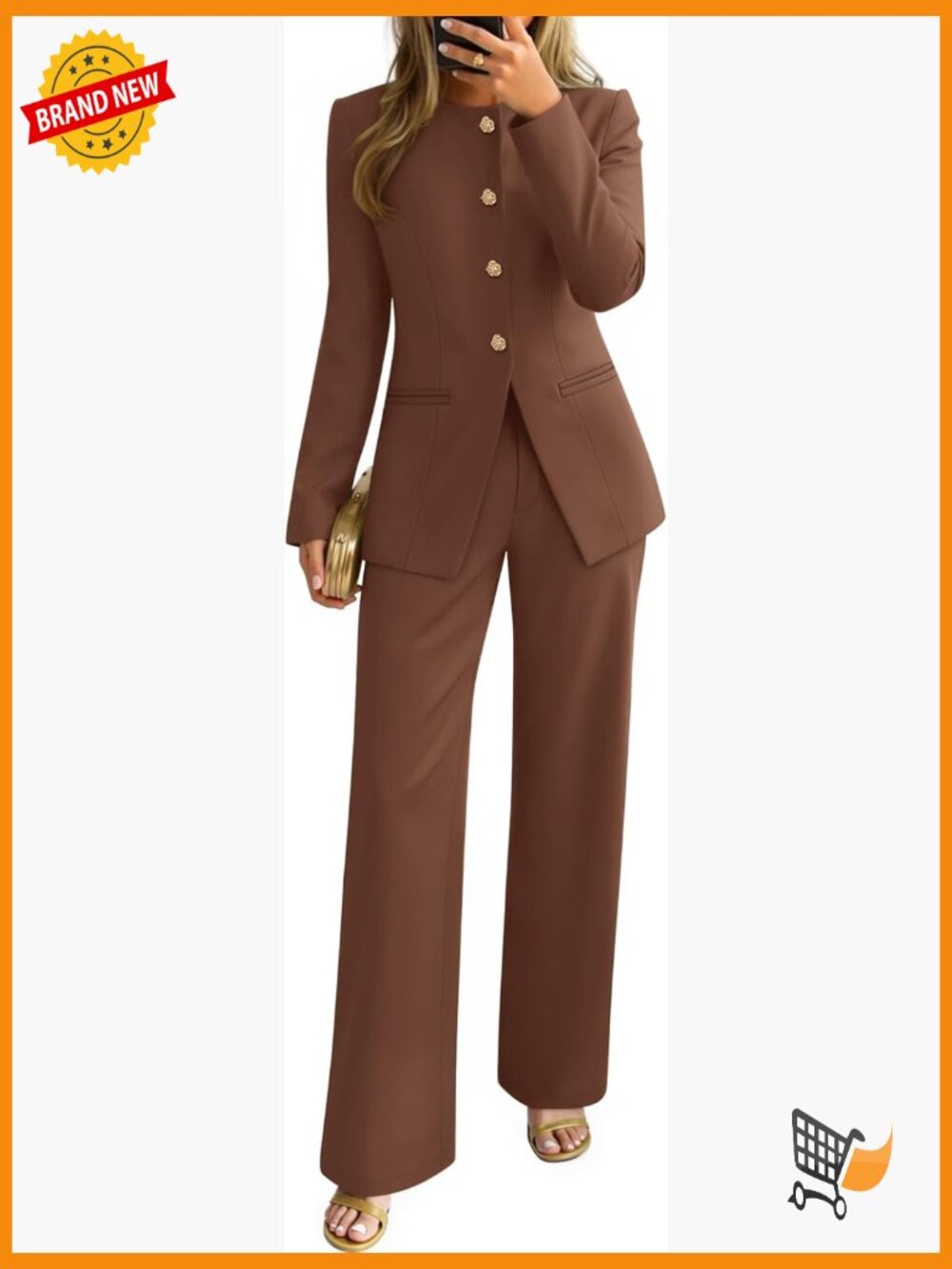 Two Piece Blazer & Wide Leg Pant Set - Work Outfit